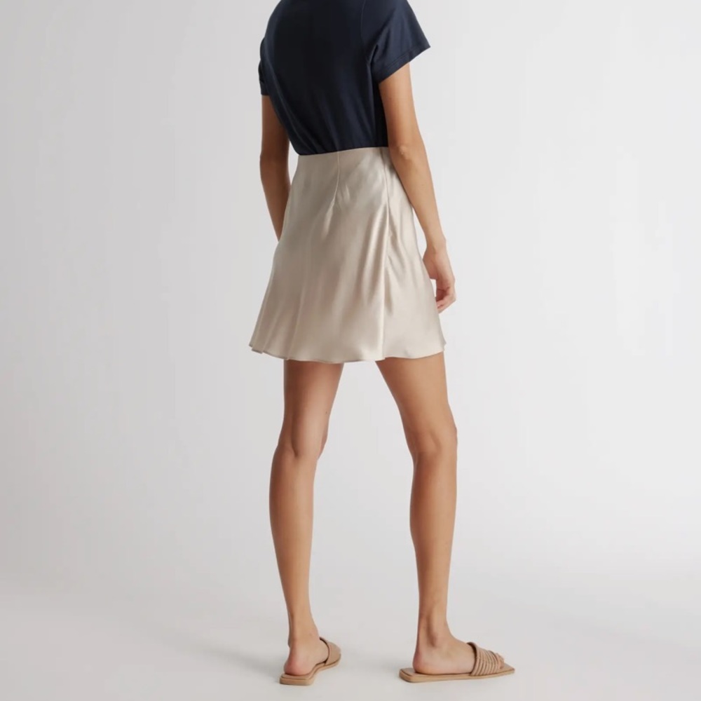 Quince 100% Washable Silk Mini Skirt in Champagne - Picture 4 of 4